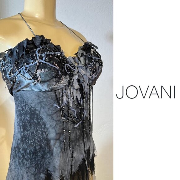 Dolce Jovani Tops - JOVANI $320- SILK, Beaded/Sequin, Spaghetti-strapped, Rough-edged Top